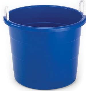 HOMZ 17 Gal. Rope Handle Storage Tub in Blue